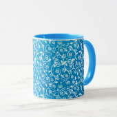 Schönes blaues geometrisches Muster Tasse (VorderseiteRechts)