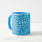 Schönes blaues geometrisches Muster Tasse (Vorderseite Links)