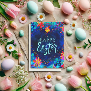 Schönes blaues Herz Inspirivity Frohe Ostern Karte