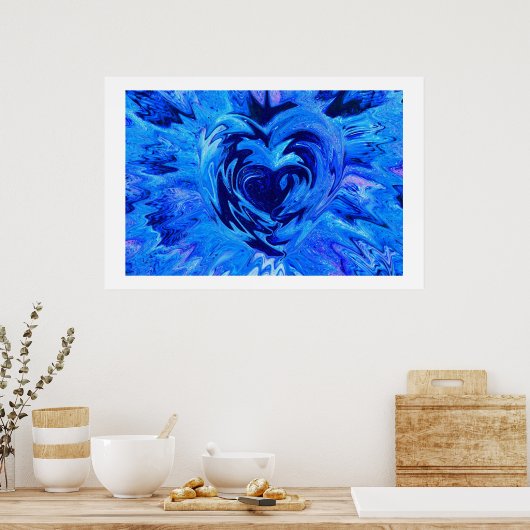 Schönes blaues Herz Poster (Küche)