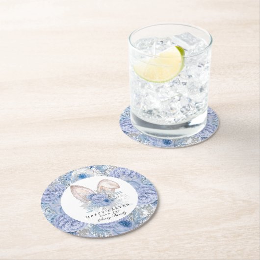 Schönes blaues Lila Watercolor Ostern Runder Pappuntersetzer (Vor Ort)