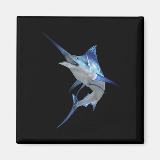 Schönes Blaues Marlin-Angeln Kurzarm Magnet (Vorne)