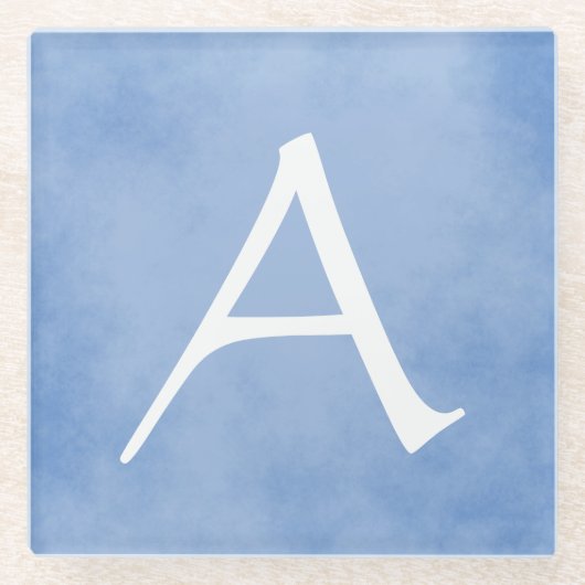 Schönes blaues Monogramm Glasuntersetzer (Vorderseite)