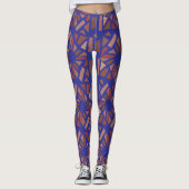 Schönes blaues Mosiakmuster Leggings (Vorderseite)