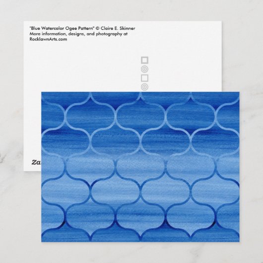 Schönes blaues Ogee Muster Postkarte (Vorne/Hinten)
