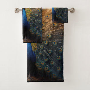 Schönes blaues Pfauenhandtuch Badhandtuch Set