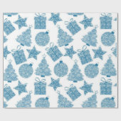 Schönes blaues und weißes Weihnachtswrapping Paper Geschenkpapier (Flach)