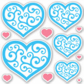 Schönes blaues und weißes Zierherz CC1129 Aufkleber (Vorderseite)