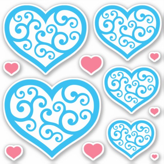 Schönes blaues und weißes Zierherz CC1129 Aufkleber (Vorderseite)