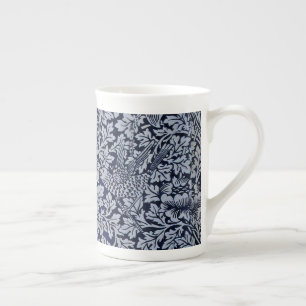 Schönes blaues Vintage-Muster, florales Vogel-Blum Porzellantasse