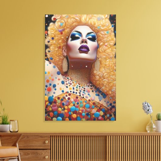 Schönes Blonde Drag Queen Portrait Leinwanddruck (Insitu (Wohnzimmer))