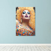Schönes Blonde Drag Queen Portrait Leinwanddruck (Insitu (Holzboden))