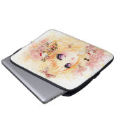 Schönes blondes Mädchen mit Rosen Laptopschutzhülle (Vorne Knopf)