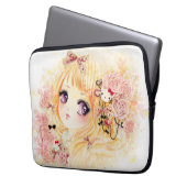 Schönes blondes Mädchen mit Rosen Laptopschutzhülle (Vorderseite Links)