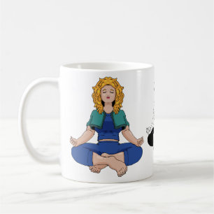 Schönes blondes Mädchen Yoga-Pose Lotus Süß Kaffeetasse