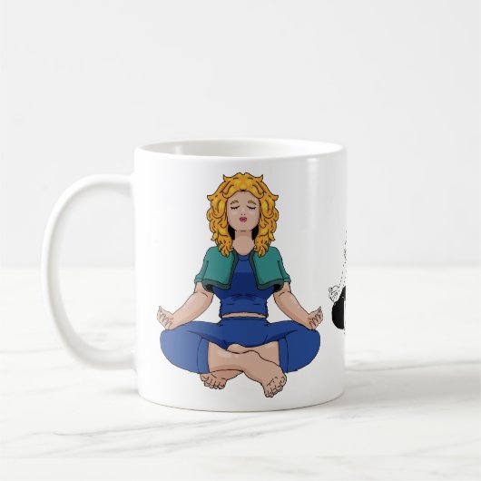 Schönes blondes Mädchen Yoga-Pose Lotus Süß Kaffeetasse (Links)