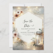 Schönes Bloom Mason Jar Wedding Save The Date (Vorderseite)