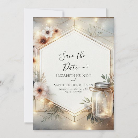 Schönes Bloom Mason Jar Wedding Save The Date (Vorderseite)