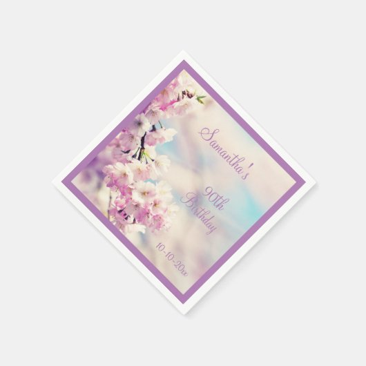 Schönes Blossom 90. Geburtstag Serviette (Ecke)