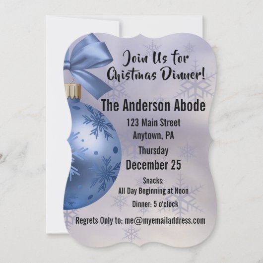 Schönes Blue Bobble Ornament auf einem Seidenband Einladung (Vorderseite)