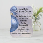 Schönes Blue Bobble Ornament auf einem Seidenband Einladung (Stehend Vorderseite)