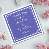 Schönes Blue Chic Skript Hochzeitsschrift Papier Serviette