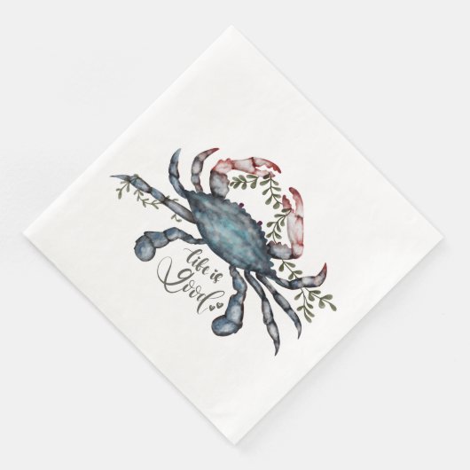 Schönes Blue Crab Art Design Paper Napkin Serviette (Ecke)