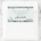 Schönes Blue Floral Handmade Macaron Cookie Rechteckiger Aufkleber (Tasche)