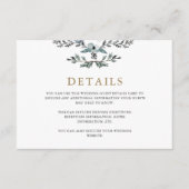 Schönes Blue Foliage Wedding Gast Detail Begleitkarte (Vorderseite)