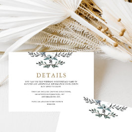 Schönes Blue Foliage Wedding Gast Detail Begleitkarte