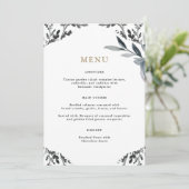 Schönes Blue Foliage Wedding Menu (Stehend Vorderseite)