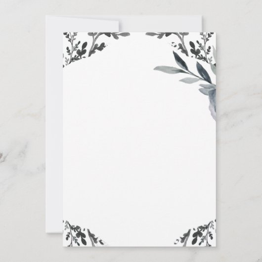 Schönes Blue Foliage Wedding Menu (Rückseite)