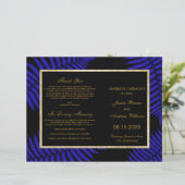 Schönes Blue Leaf Bracken Wedding Programm (Stehend Vorderseite)