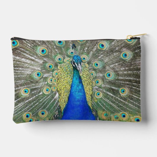 Schönes Blue Peacock Feather Plumage Zubehörtasche (Rückseite)