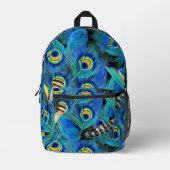 Schönes Blue Peacock Feathers Bright Bedruckter Rucksack (Vorderseite)