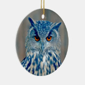 Schönes Blue Uhu Raptor Owl Keramik Ornament (Rechts)