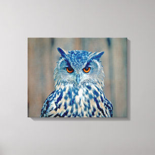 Schönes Blue Uhu Raptor Owl Leinwanddruck