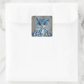Schönes Blue Uhu Raptor Owl Quadratischer Aufkleber (Tasche)