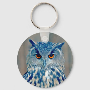 Schönes Blue Uhu Raptor Owl Schlüsselanhänger