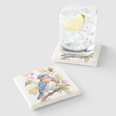 Schönes Bluebird Wasserfarbenbild Steinuntersetzer (Seitenansicht)