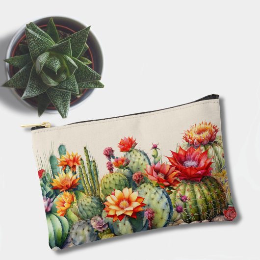 Schönes blühendes Cacti Small Zubehörtasche