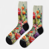 Schönes, blühendes Kakteen Socken (Linkes Detail)