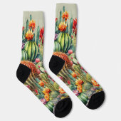 Schönes, blühendes Kakteen Socken (Rechts)
