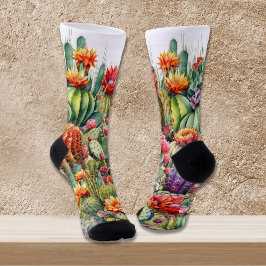 Schönes, blühendes Kakteen Socken
