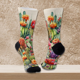 Schönes, blühendes Kakteen Socken