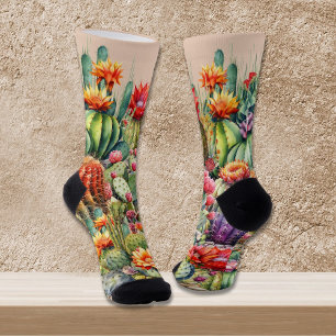 Schönes, blühendes Kakteen Socken