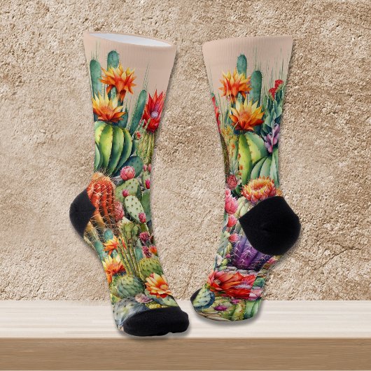 Schönes, blühendes Kakteen Socken