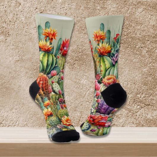 Schönes, blühendes Kakteen Socken