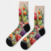 Schönes, blühendes Kakteen Socken (Linkes Detail)