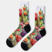 Schönes, blühendes Kakteen Socken (Linkes Detail)